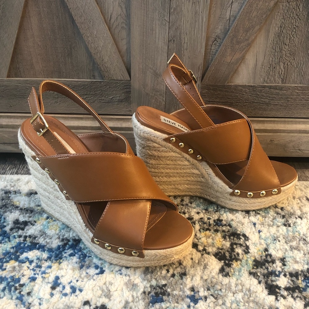 Steve Madden Tan Elinna Slingback Sandal Wedges